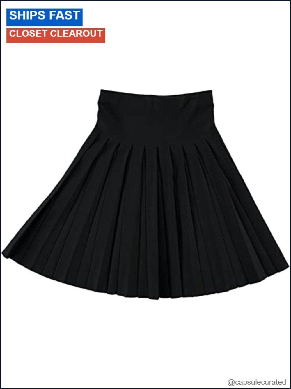 Women's Cotton Pleated Knee Length Skirt Elastic Waist Flare Office Wear
